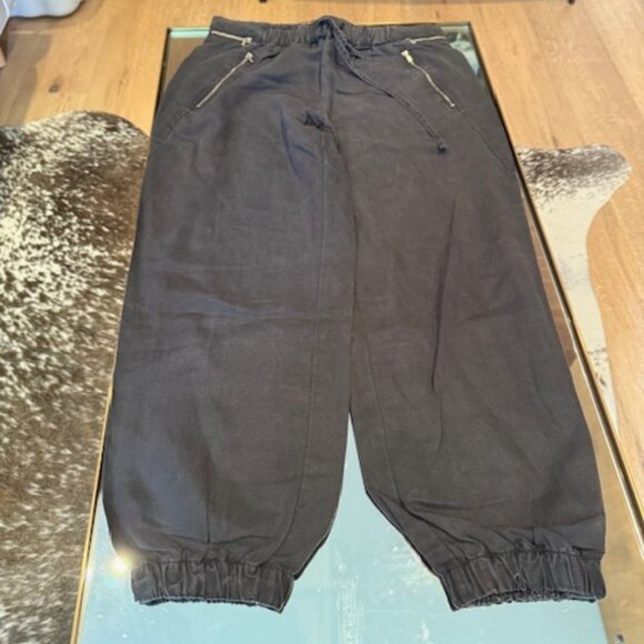 Pre-Loved Zara Premium Denim Collection Dark Grey Linen Joggers - Size L - Picture 2 of 6
